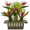 19" Bird of Paradise & Bromeliad in Wooden Planter